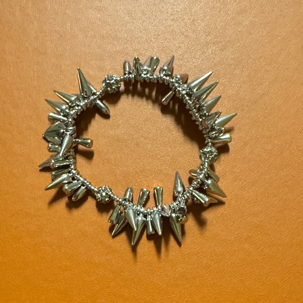 Stella & Dot Silver Spike Stretch Bracelet with Cone Accents